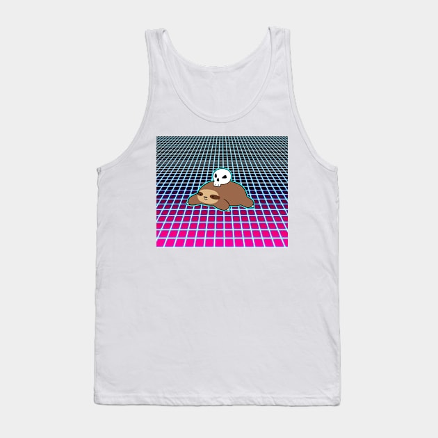 Skull Sloth Vaporwave Tank Top by saradaboru